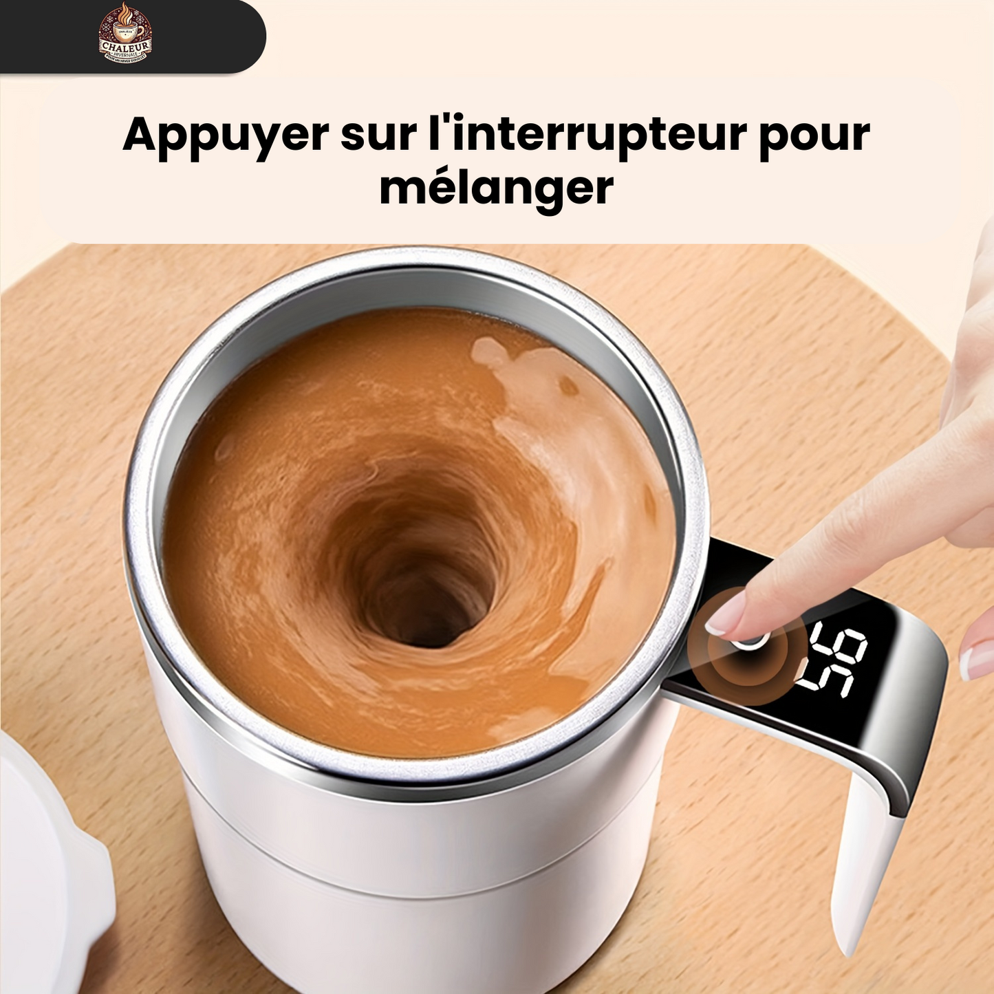 Tasse Auto-Mélangeuse Magnétique avec Affichage de Température – Pratique et Moderne